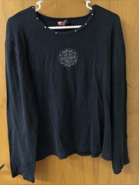 Vintage Harley-Davidson Women’s Long Sleeve Tshirt Black Size 2X Smokey Mtns